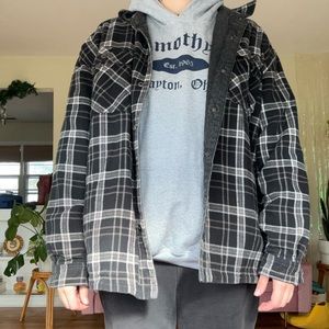 plaid/denim jacket